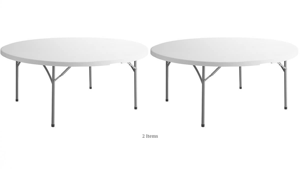 White 72 Inch Round Plastic Folding Table 2 Pack N206181