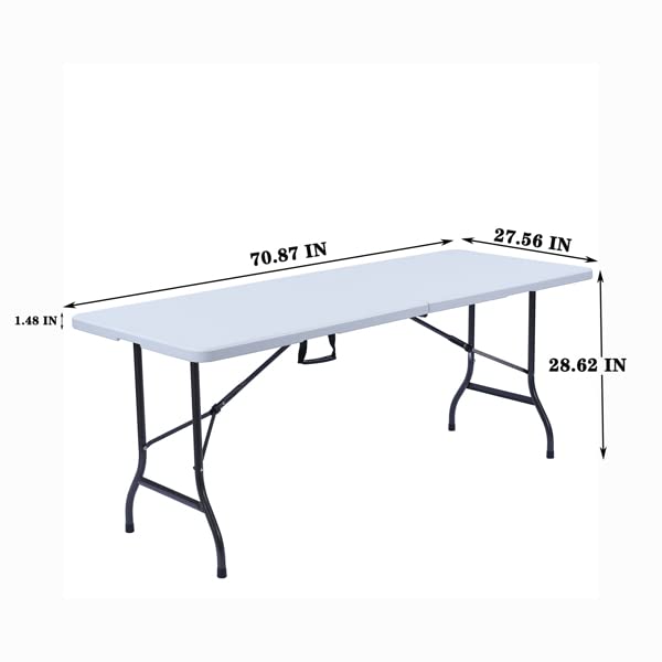 White 6 ft Foldable Plastic Table W470