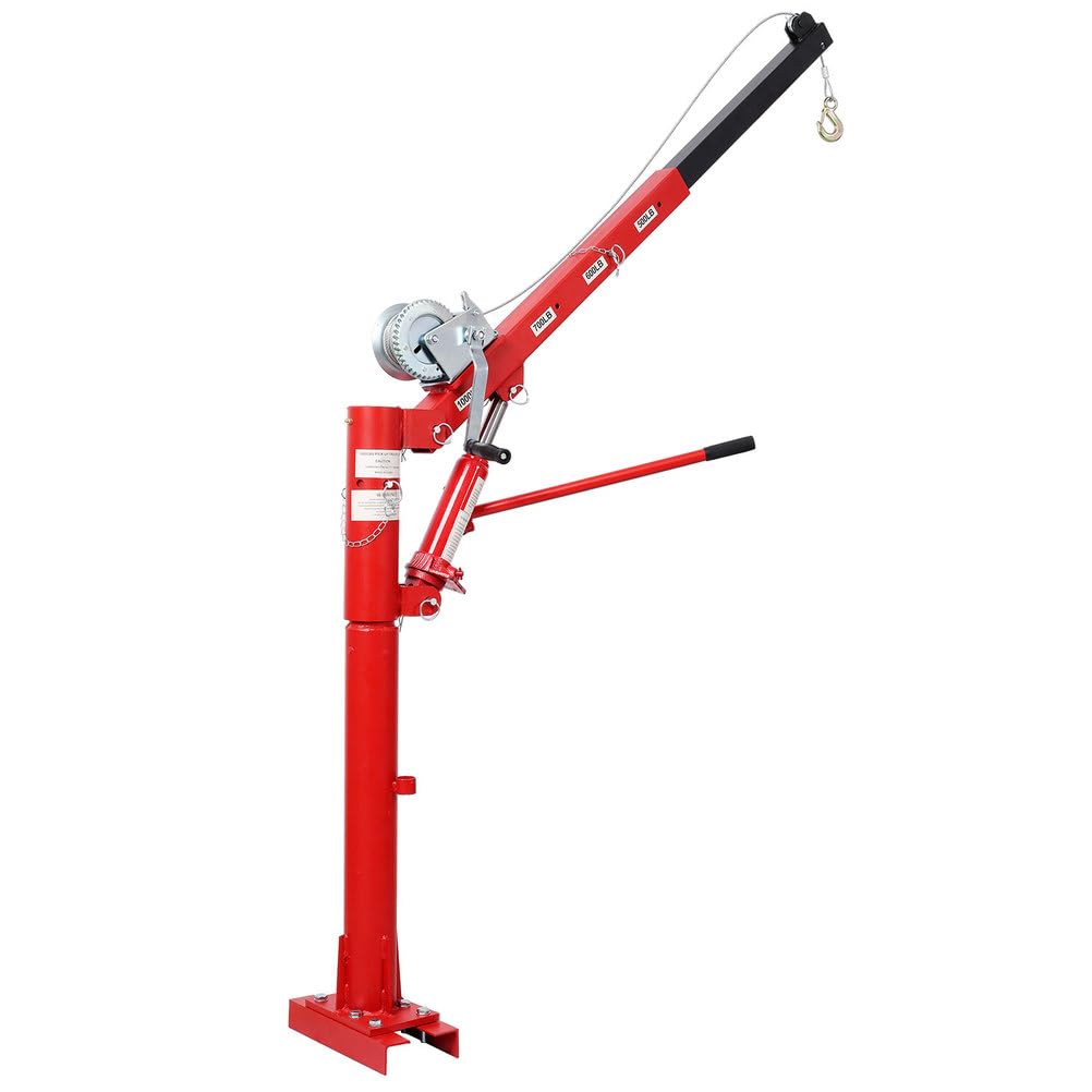 Pickup Truck Crane with Manual Winch, 1000 lb Capacity, Adjustable Boom, 360° Swivel Base, Heavy Duty Steel Z9795