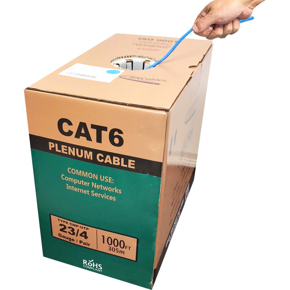 CAT6 Plenum Cable 1000ft Pure Bare Copper 23AWG UTP S306149