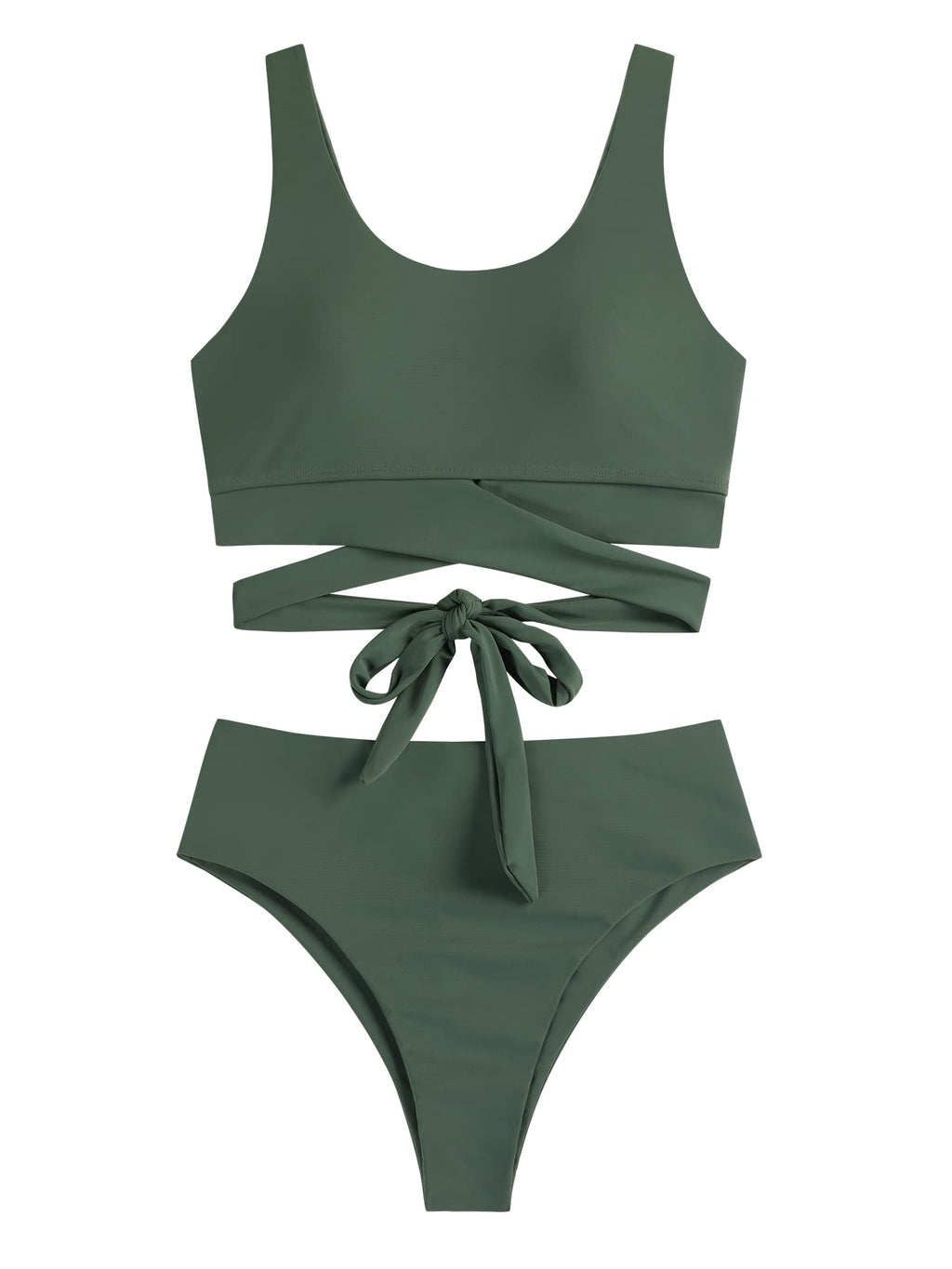 Scoop Neck High Waisted Two Piece Bikini Set J385119