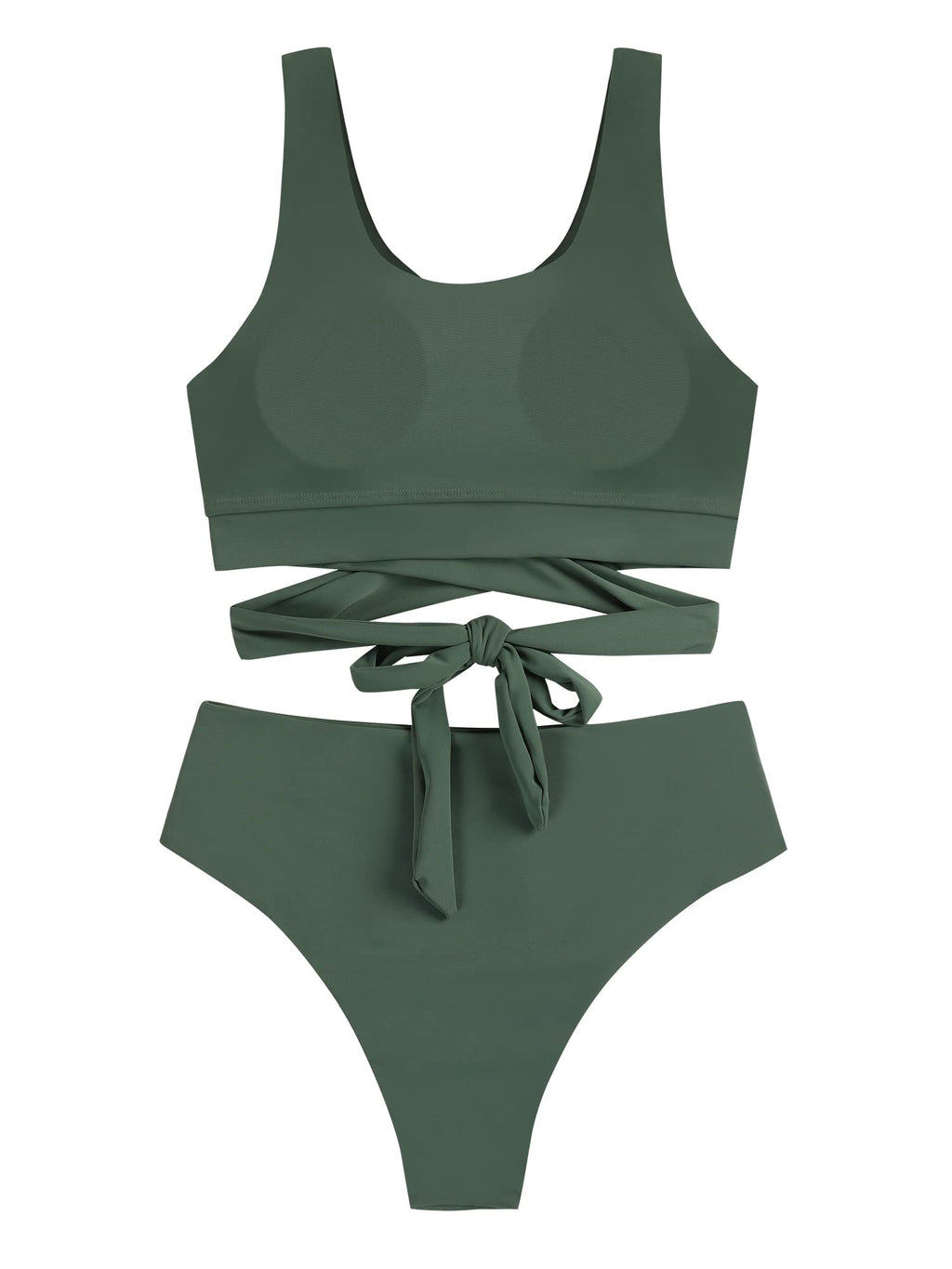 Scoop Neck High Waisted Two Piece Bikini Set J385119