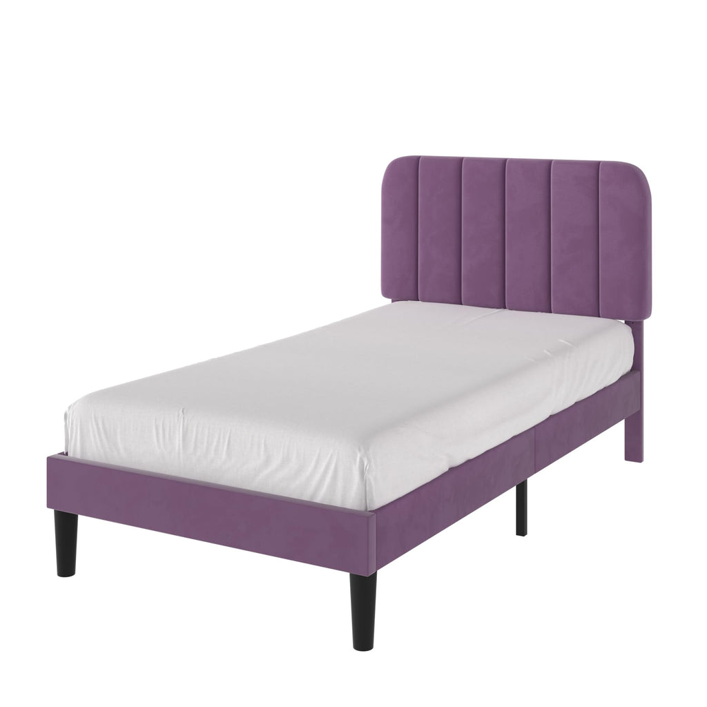 Twin Size Velvet Upholstered Platform Bed Frame L12432