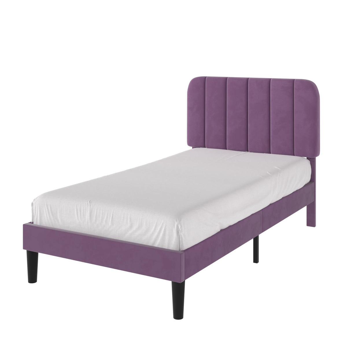 Twin Size Velvet Upholstered Platform Bed Frame L12432