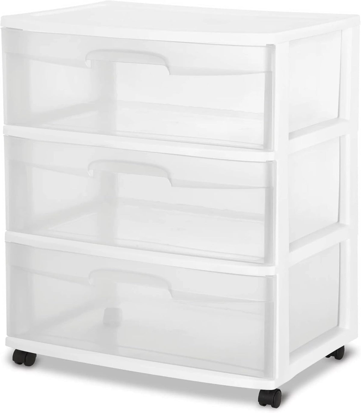 Plastic Storage Drawer Cart with 3 Clear Drawers with Wheels A7497