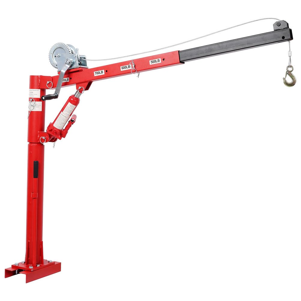 Pickup Truck Crane with Manual Winch, 1000 lb Capacity, Adjustable Boom, 360° Swivel Base, Heavy Duty Steel Z9795
