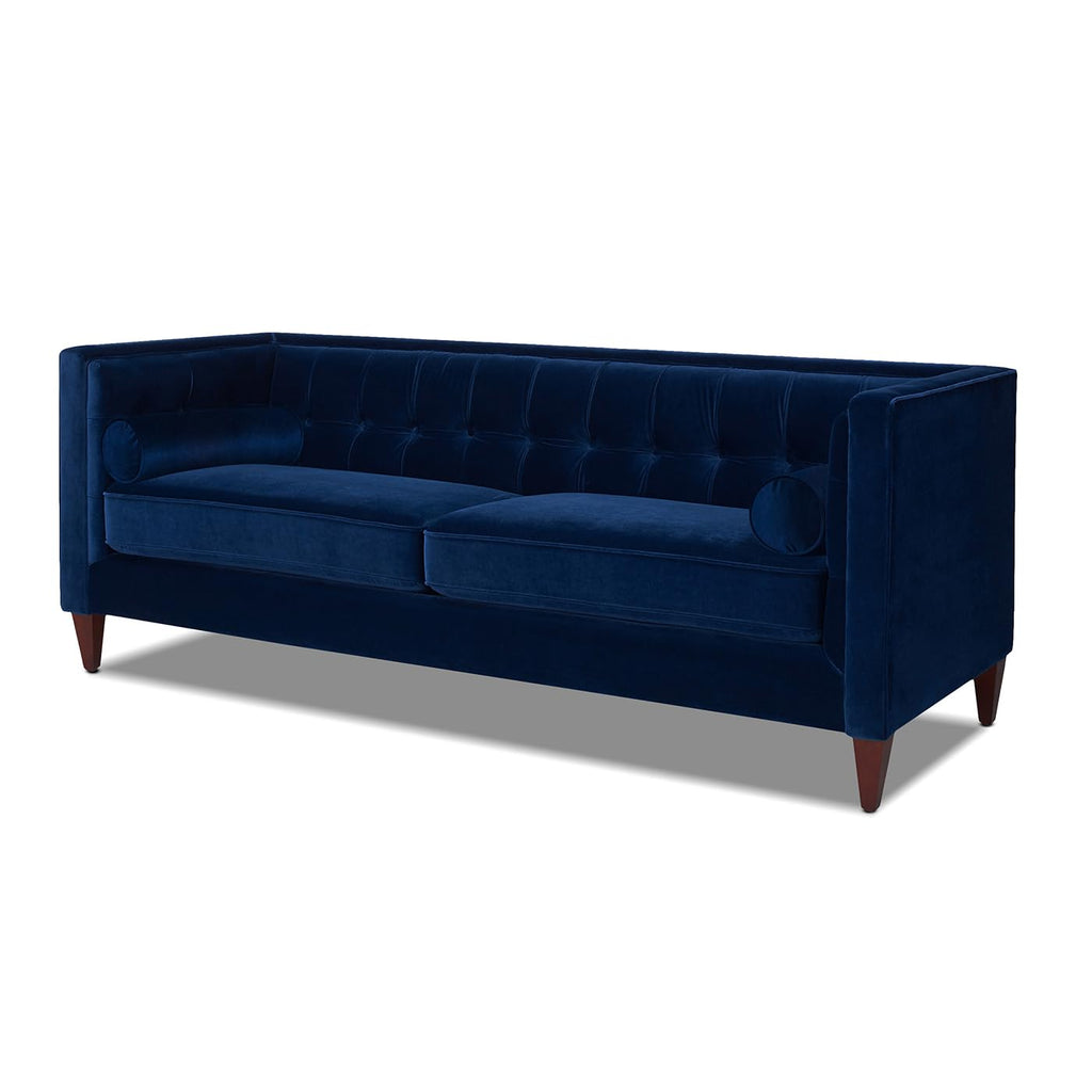 Navy Blue Velvet Tufted Sofa W79543