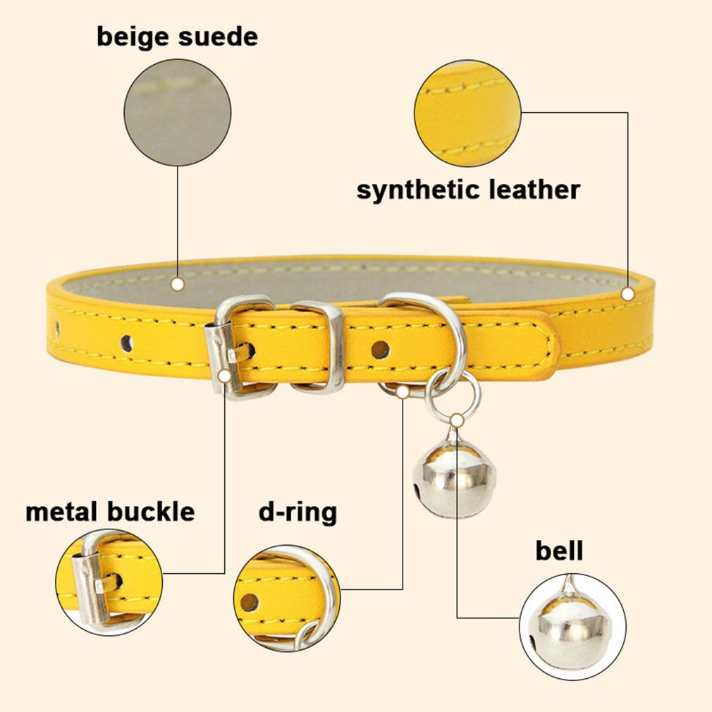 Pink Leather Cat Collar with Bell U6369