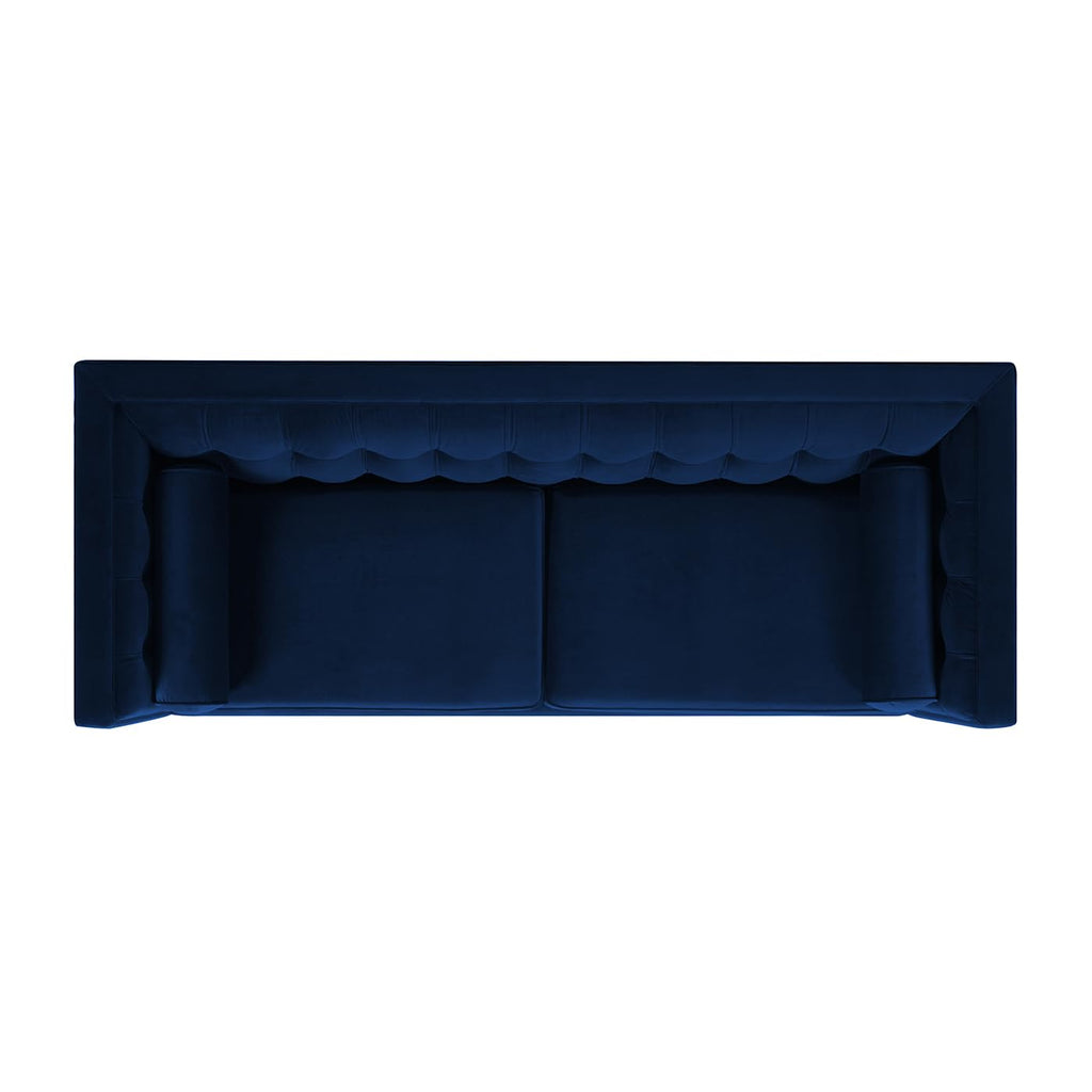 Navy Blue Velvet Tufted Sofa W79543