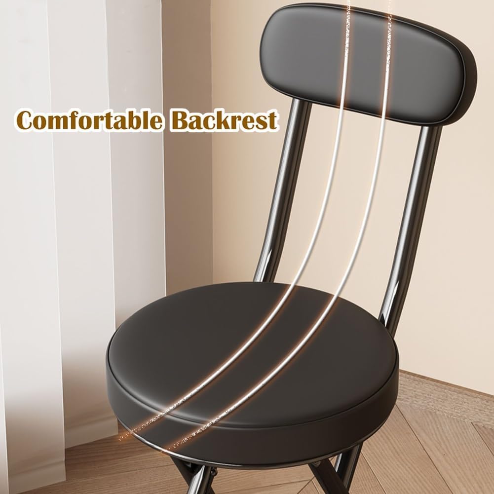 Folding Bar Stool with Backrest 18 inch Black H8275
