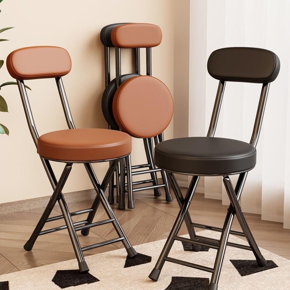 Folding Bar Stool with Backrest 18 inch Black H8275