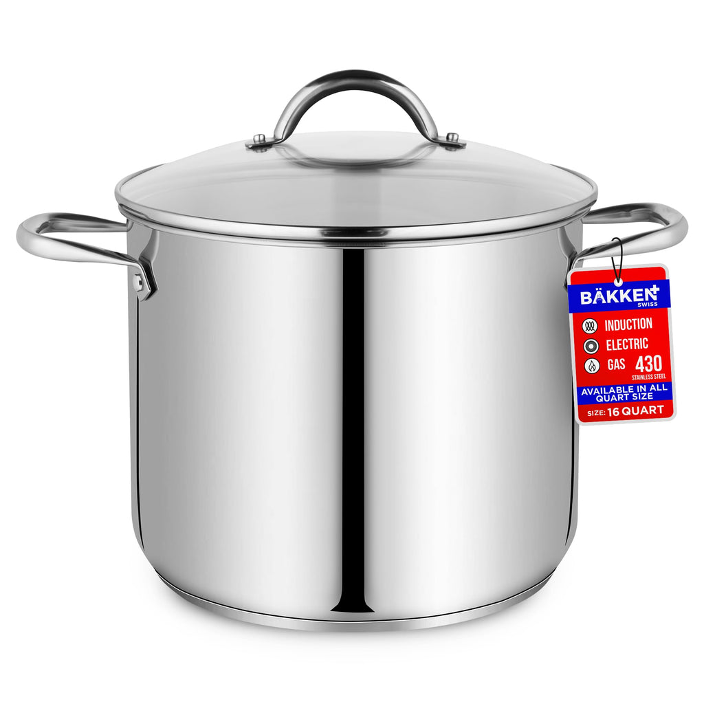16 Quart Stainless Steel Stockpot with Tempered Glass Lid K7384