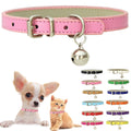 Pink Leather Cat Collar with Bell U6369