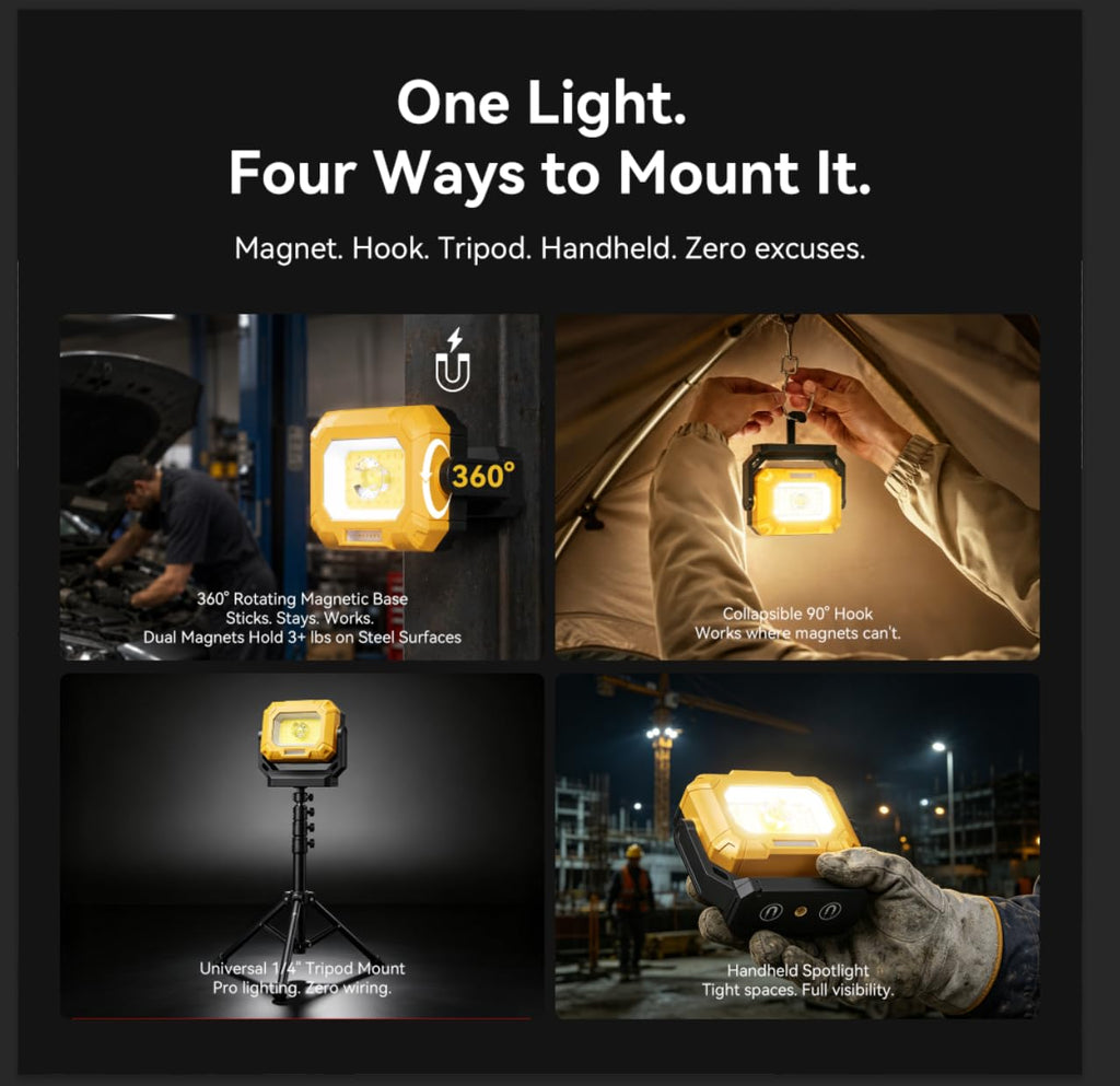 2 Pack 1500LM COB LED Work Light R5550