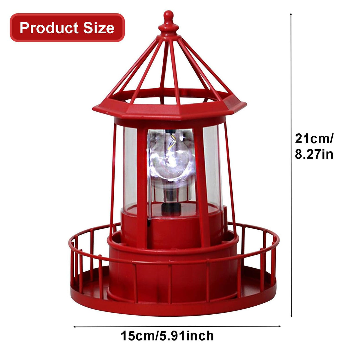 Waterproof Rotating Solar Lighthouse Statue O32758