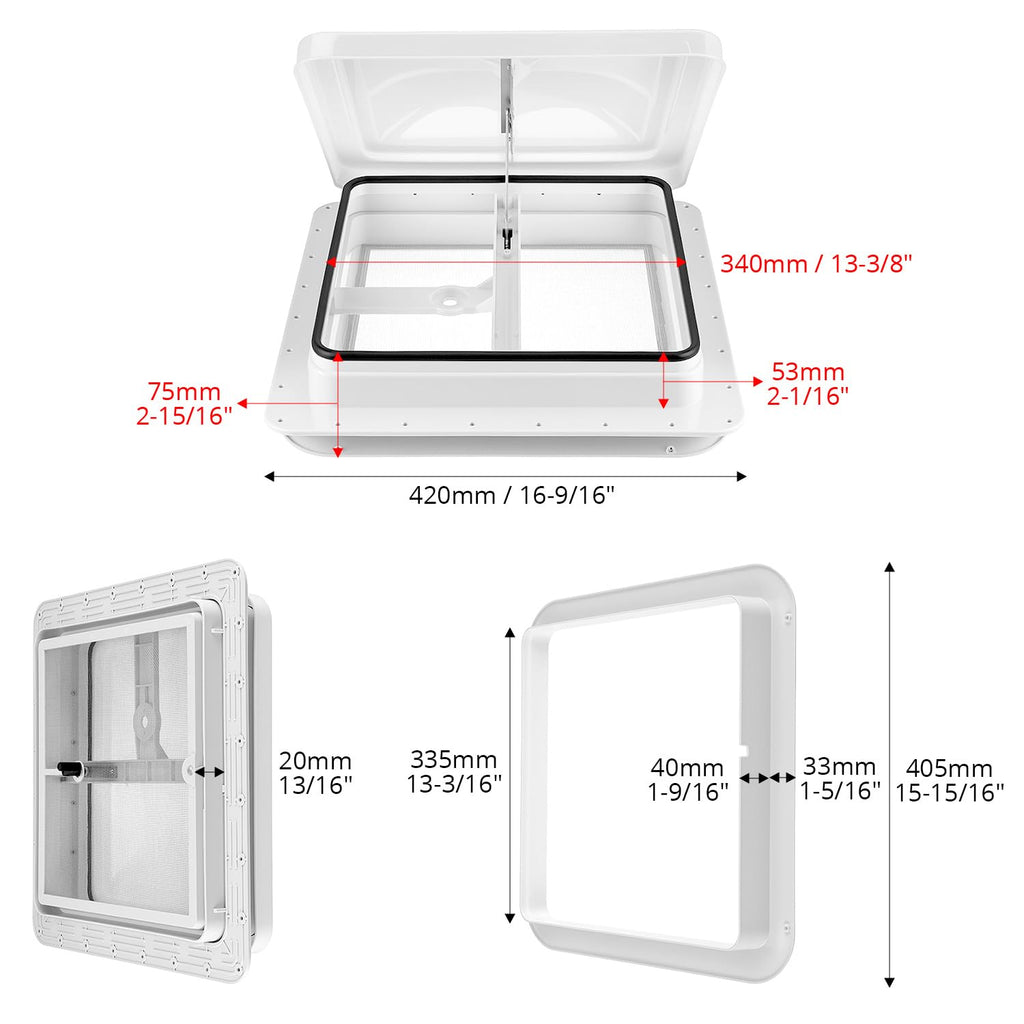 14 x 14 Manual RV Roof Vent Translucent Lid T593419