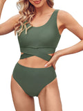 Scoop Neck High Waisted Two Piece Bikini Set J385119