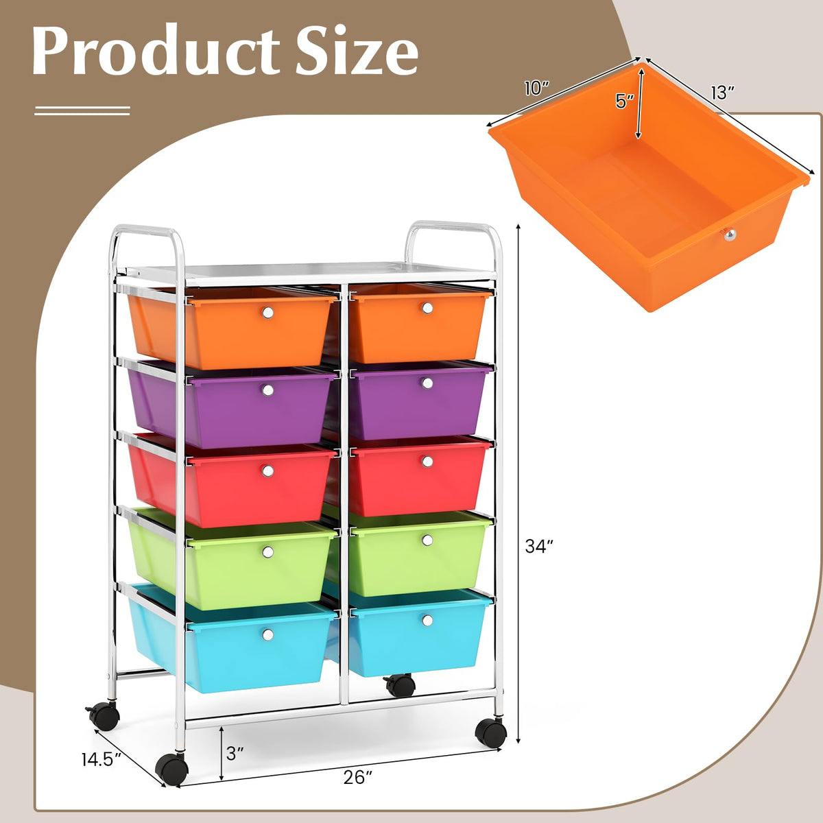 10 Drawer Rolling Storage Cart O87079