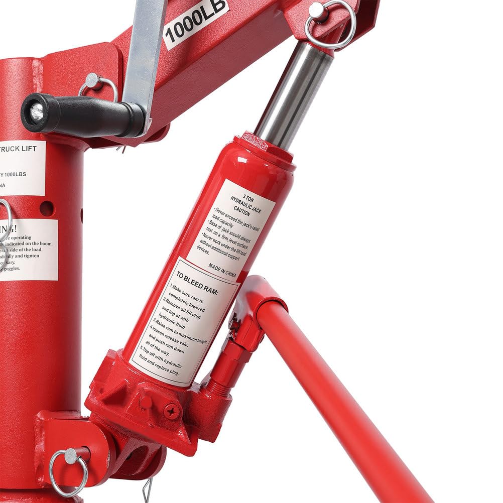 Pickup Truck Crane with Manual Winch, 1000 lb Capacity, Adjustable Boom, 360° Swivel Base, Heavy Duty Steel Z9795