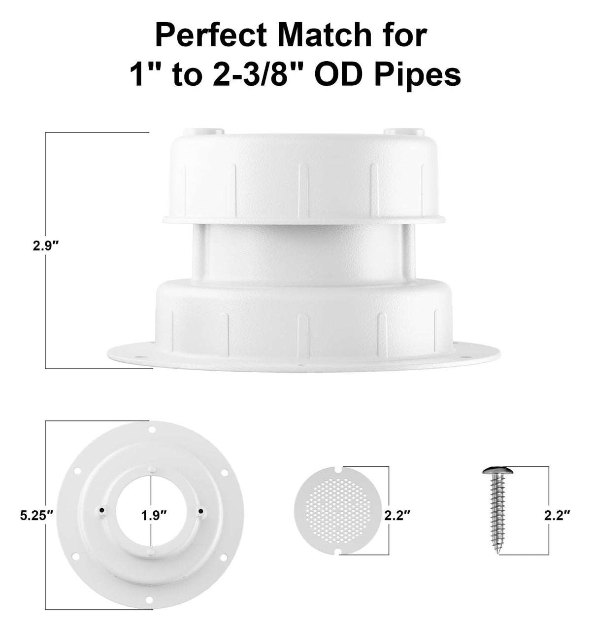 Aluminum RV Sewer Vent Cap with Screen U7718