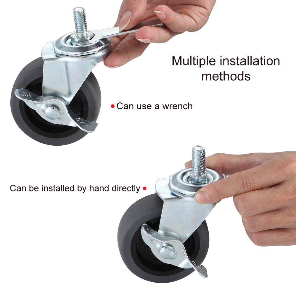 3" Locking Swivel Threaded Stem Casters Set of 4 D540765