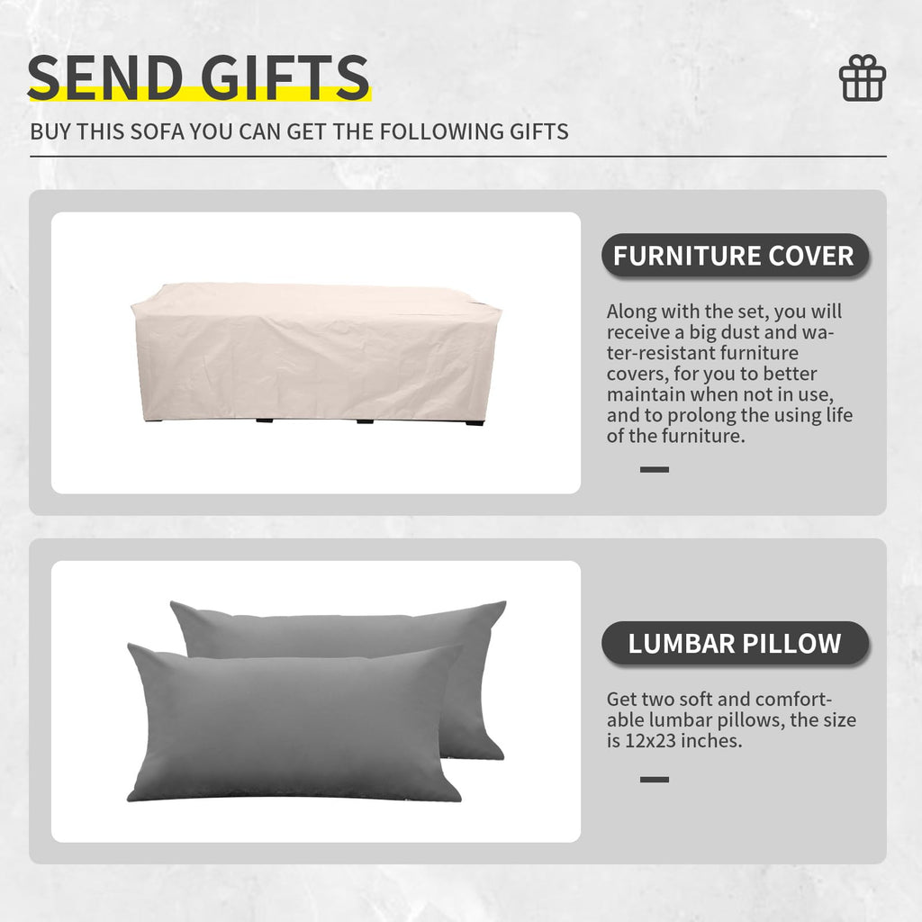 Light Grey Wicker 3-seat Outdoor Sofa with Cushions M150118