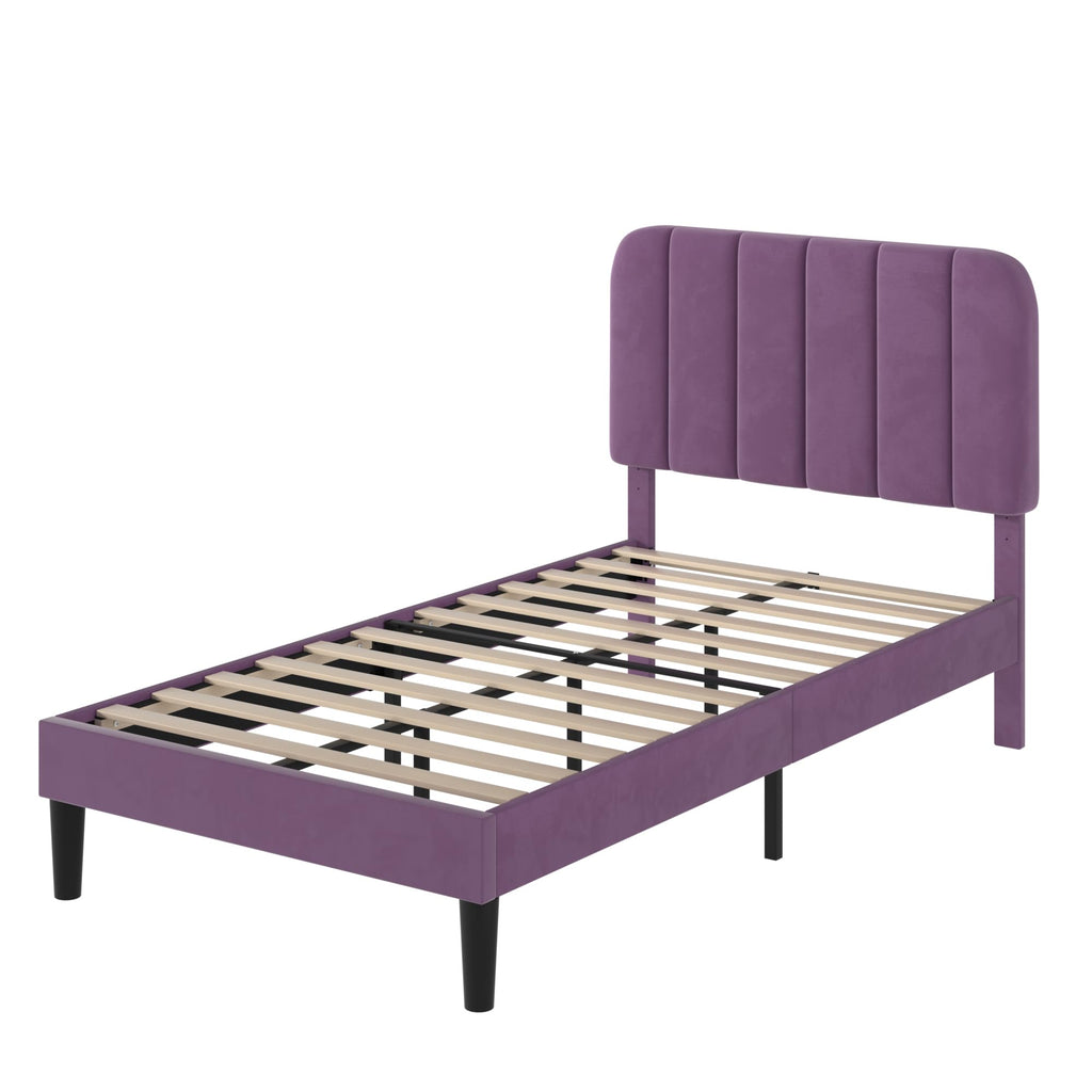 Twin Size Velvet Upholstered Platform Bed Frame L12432