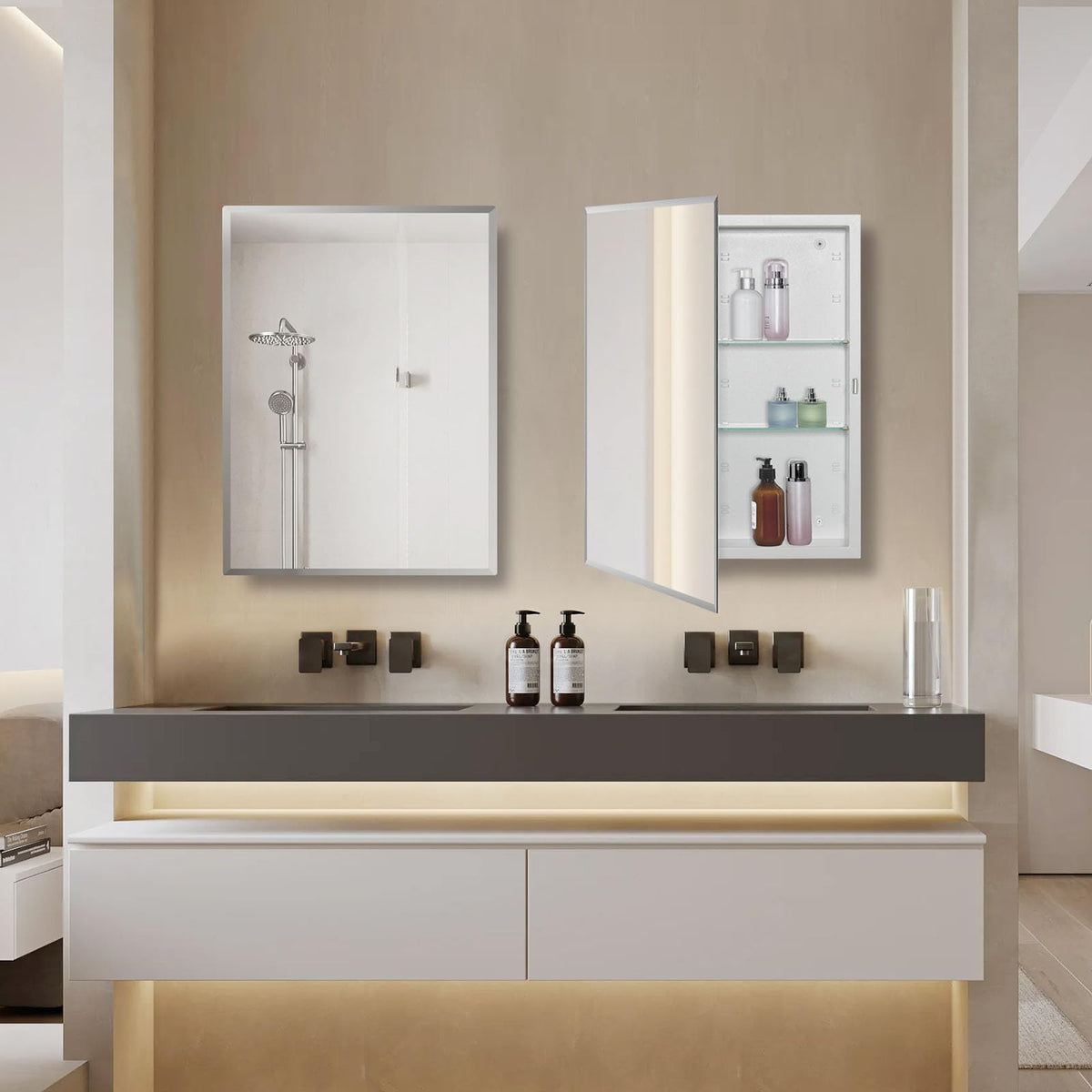 Bathroom Medicine Cabinet with Beveled Edge Mirrored Door 16 x 36 inch O18541