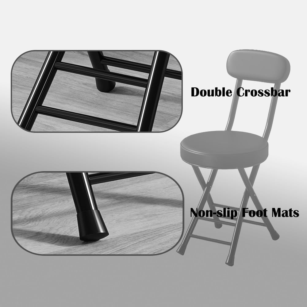 Folding Bar Stool with Backrest 18 inch Black H8275