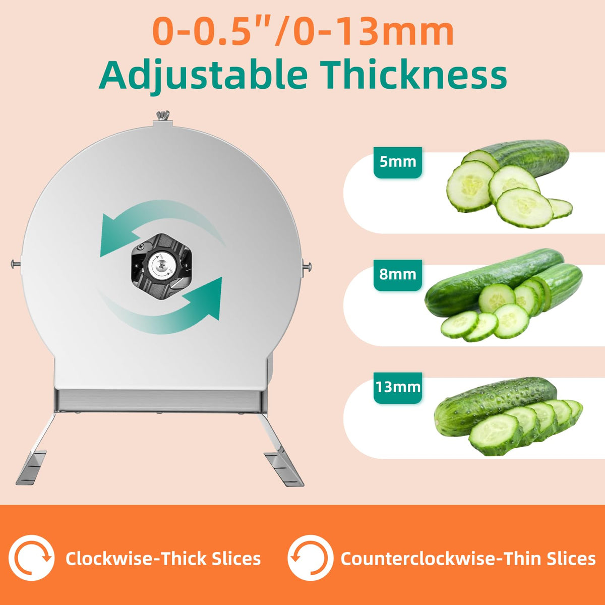 Electric Vegetable Slicer, Stainless Steel 2 IN 1 Manual & Electric Food Slicer A7361