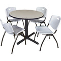 42" Round Breakroom Table with 4 Grey Stack Chairs I4131