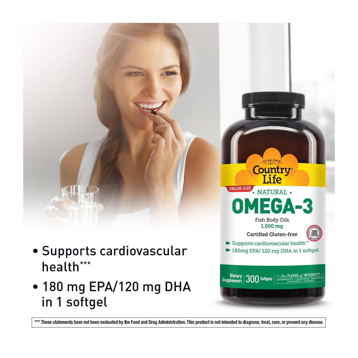 Omega-3 Fish Oil 1,000 mg 300 Softgels G252