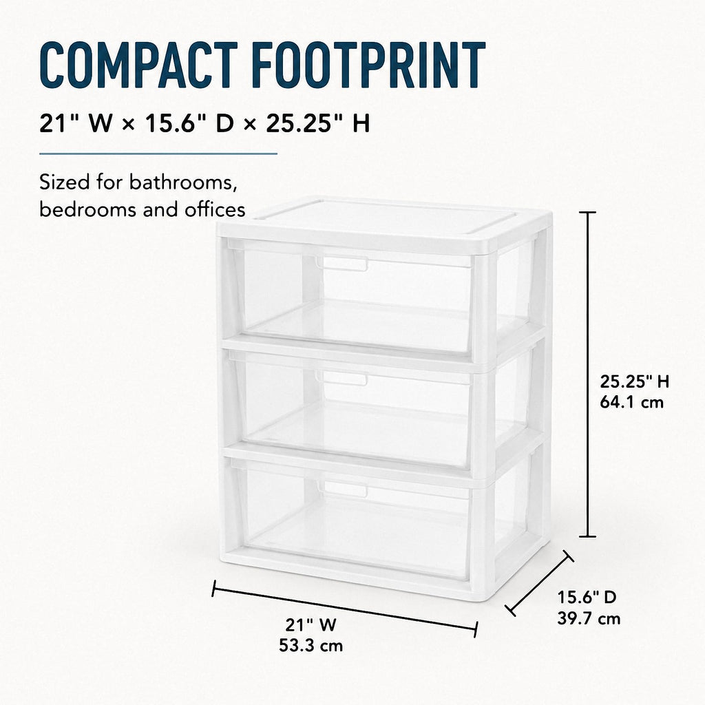3 Drawer Clear Plastic Storage Organizer O58507
