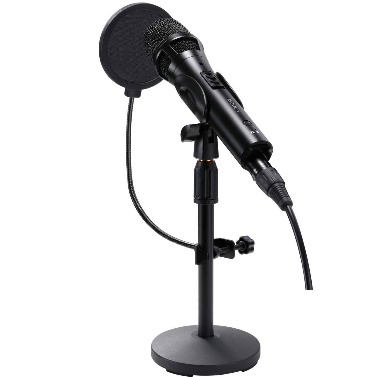 USB Dynamic Microphone with Desktop Stand, Pop Filter, Headphone Jack A219774