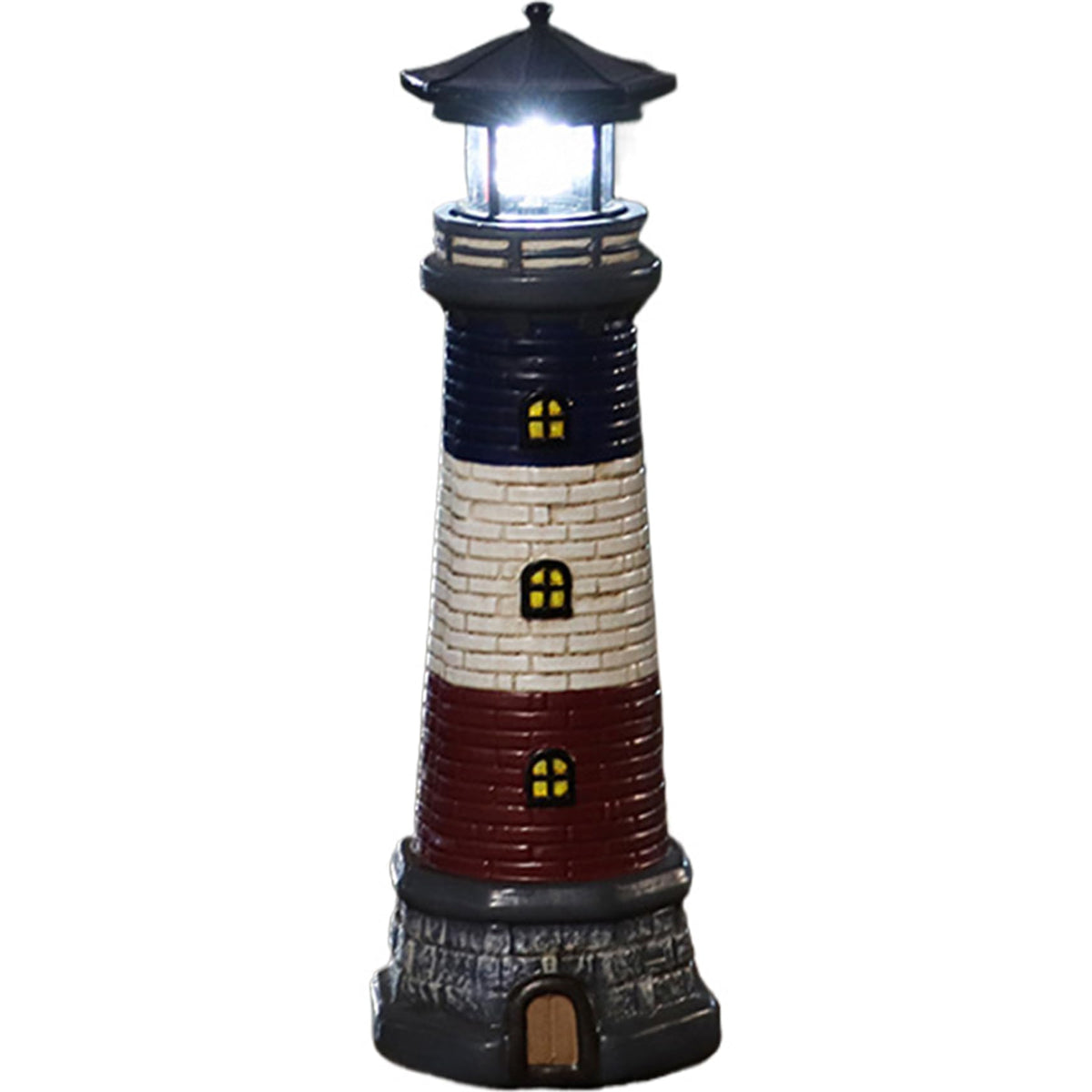 15" Tall Waterproof Resin Lighthouse Lamp with Rotating LED C39981