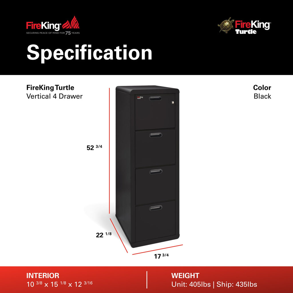 Black 4 Drawer Fire Rated File Cabinet T7061