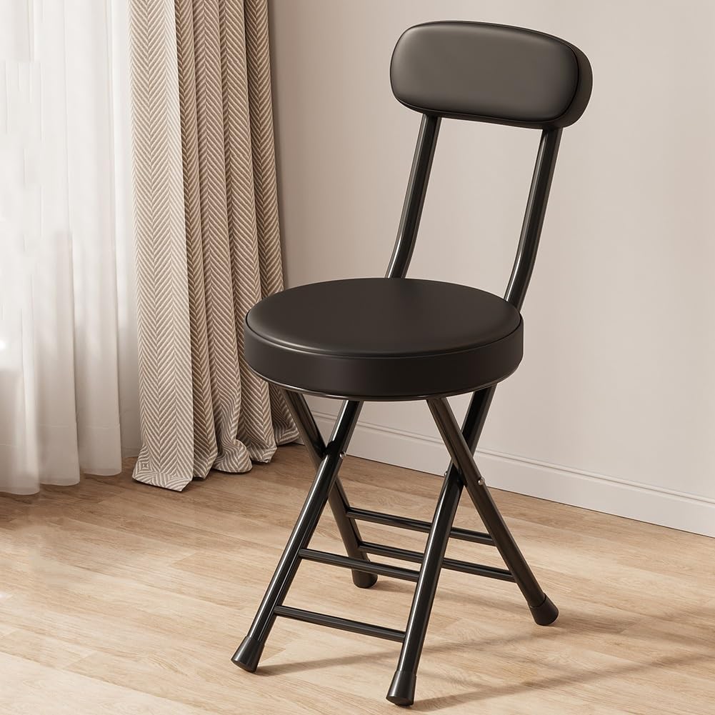 Folding Bar Stool with Backrest 18 inch Black H8275