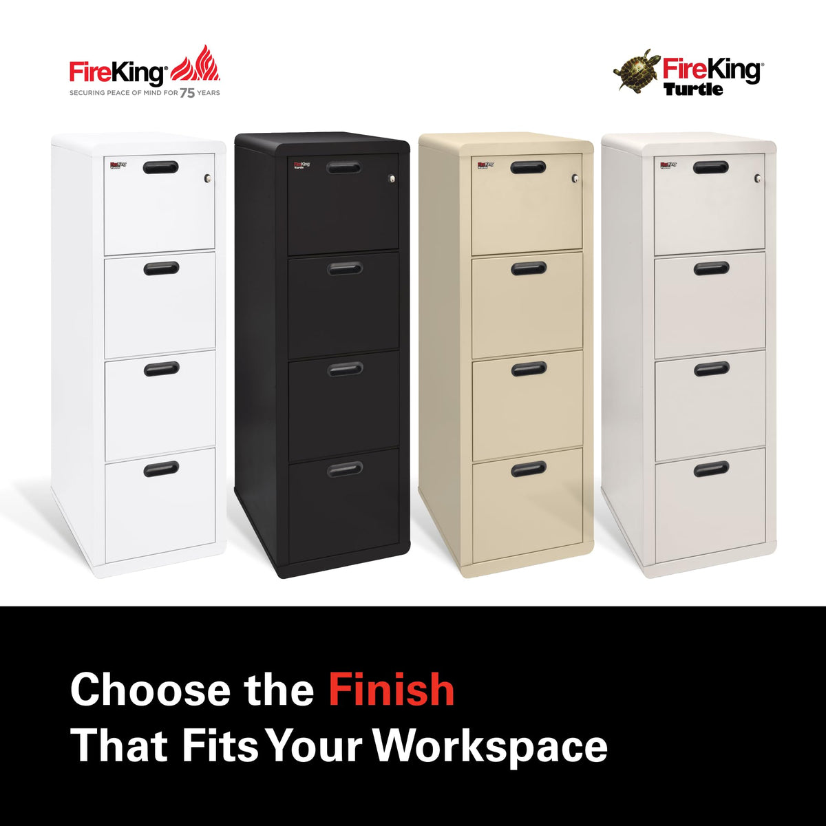 Black 4 Drawer Fire Rated File Cabinet T7061