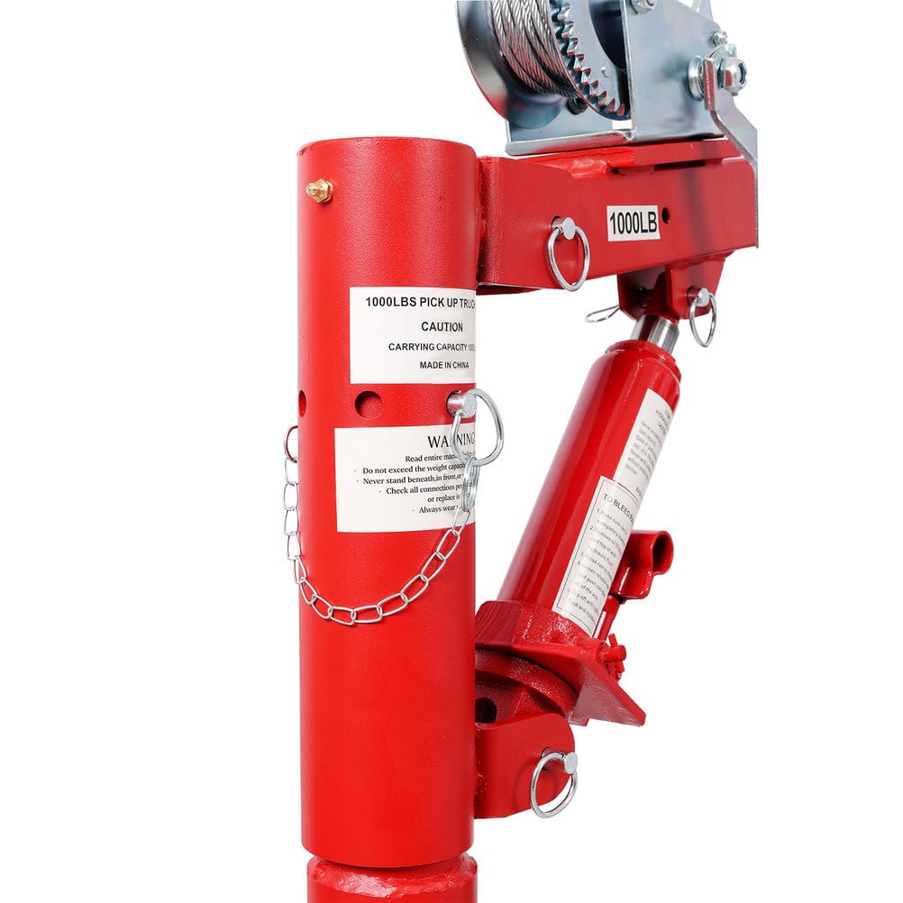 Pickup Truck Crane with Manual Winch, 1000 lb Capacity, Adjustable Boom, 360° Swivel Base, Heavy Duty Steel Z9795
