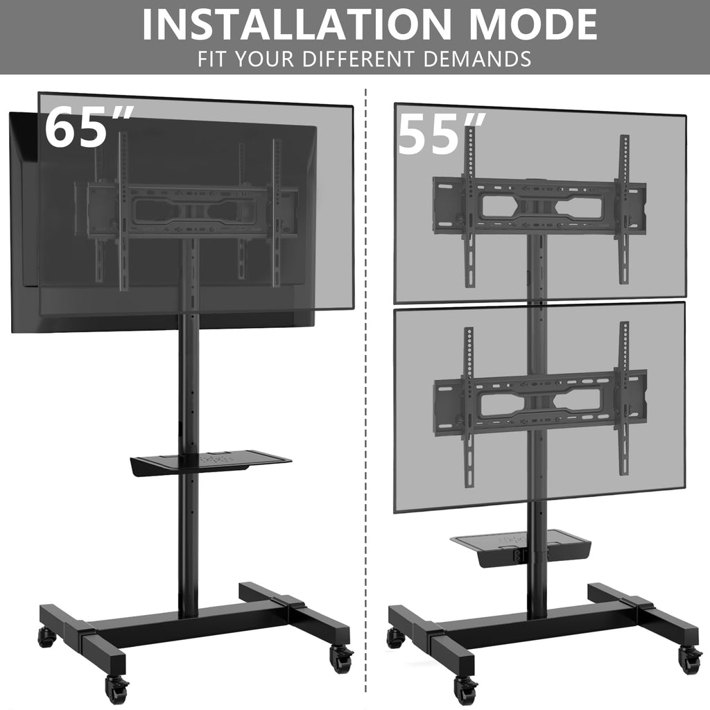 Mobile Dual TV Stand for Two 32-65 Inch Flat Panel Curved TV T539