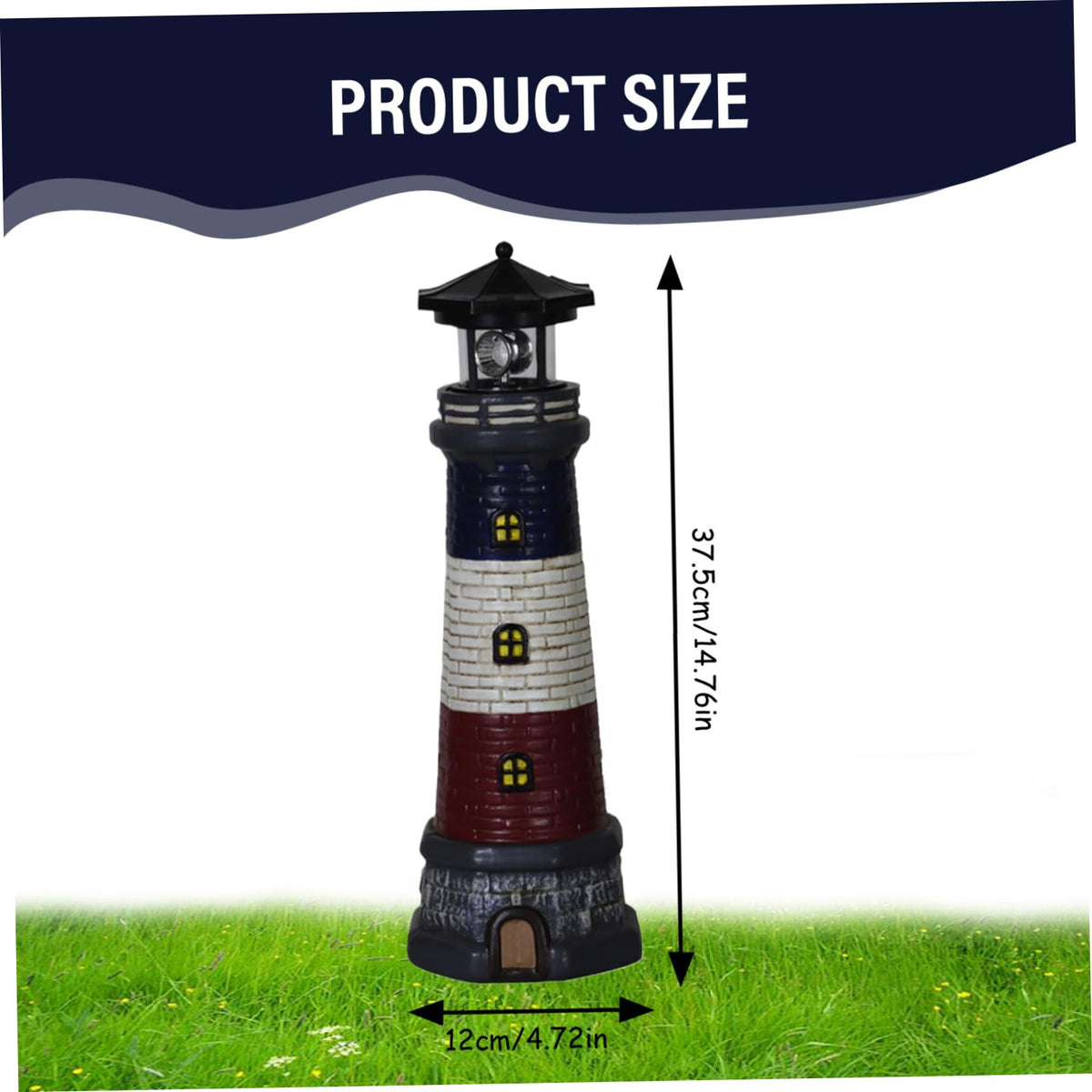 15" Tall Waterproof Resin Lighthouse Lamp with Rotating LED C39981