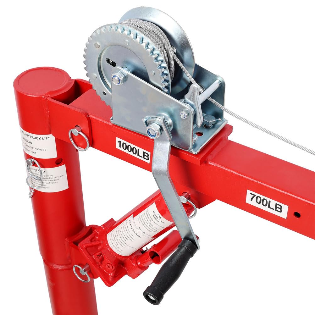 Pickup Truck Crane with Manual Winch, 1000 lb Capacity, Adjustable Boom, 360° Swivel Base, Heavy Duty Steel Z9795