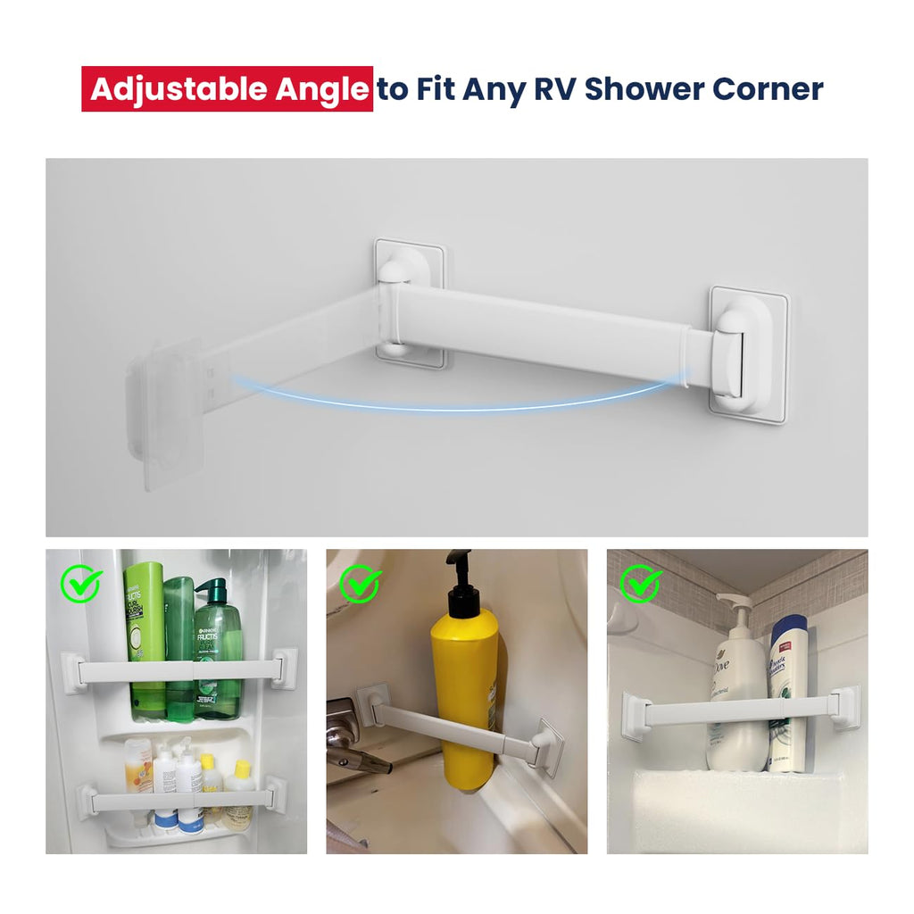 Adjustable RV Shower Corner Storage Bar and 14''x14'' RV Vent Cover 2pack D1777