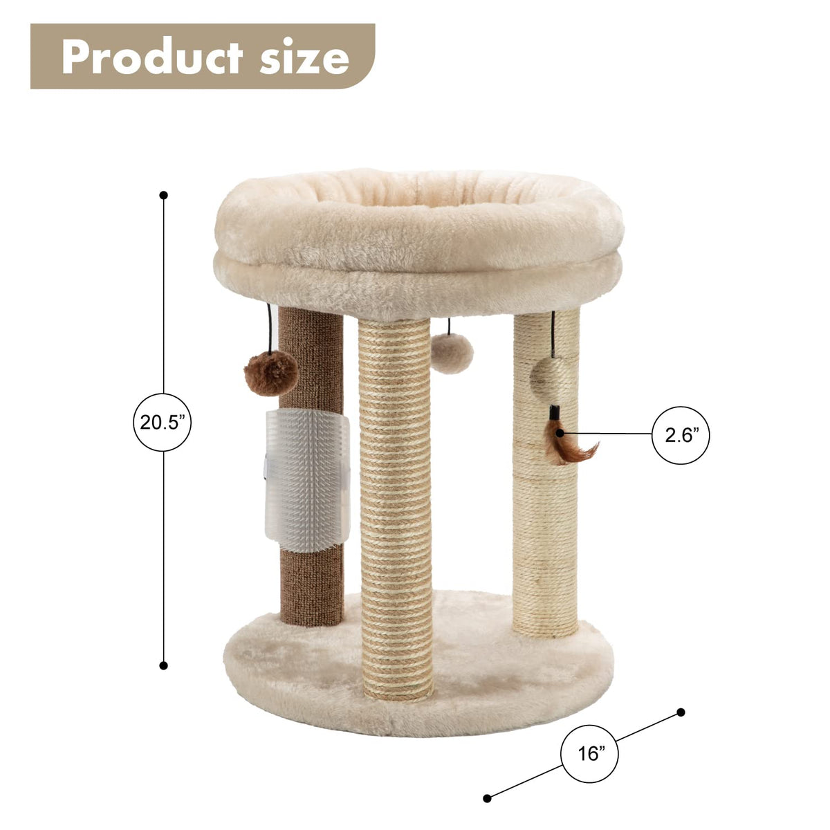 Small Cat Tree with Scratching Post and Soft Bed L866849