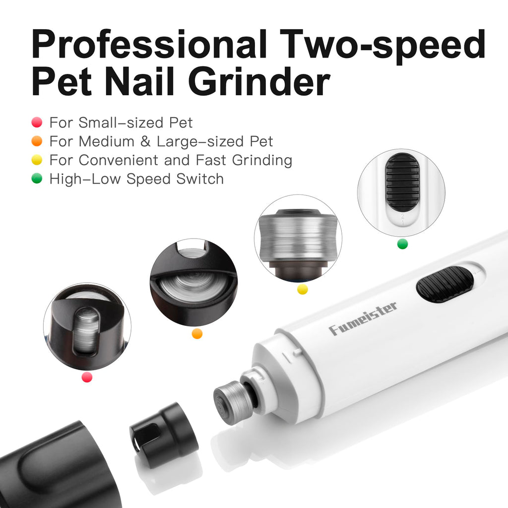 Quiet 2-Speed Type-C Rechargeable Dog Nail Grinder B867791
