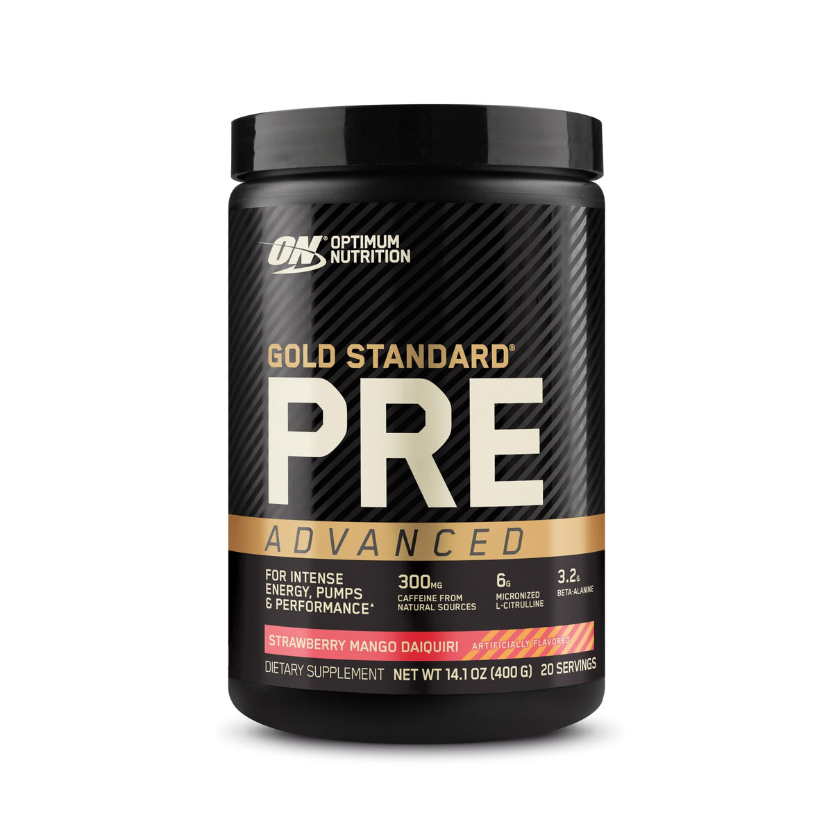 Pre Workout with Creatine Beta-Alanine L-Citrulline and Caffeine, Strawberry Mango Daiquiri, 20 Servings N73642