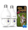 2K Light Bulb Security Camera, 5G/2.4G WiFi, 2 Pack J87736