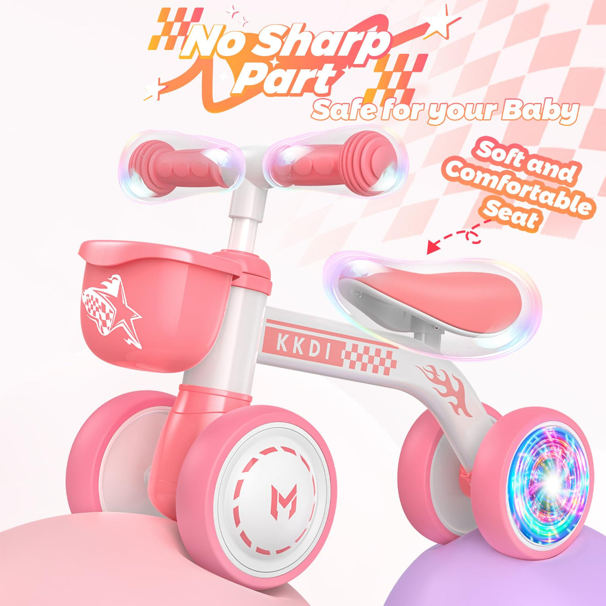 Pink Toddler Balance Bike with Silent Wheels K50380