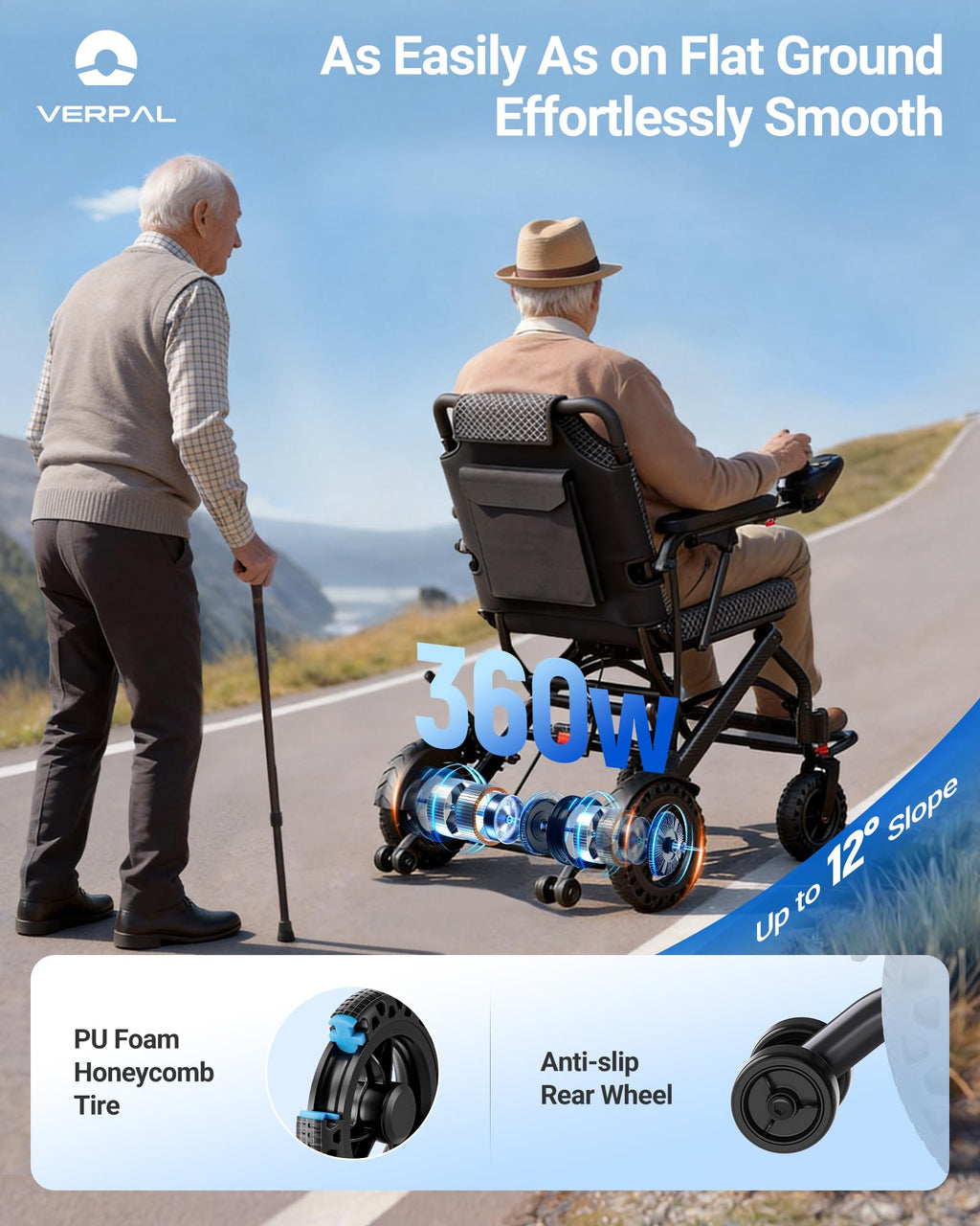 32lbs Foldable Electric Wheelchair 360W Dual Motor 220 lbs Capacity R46537