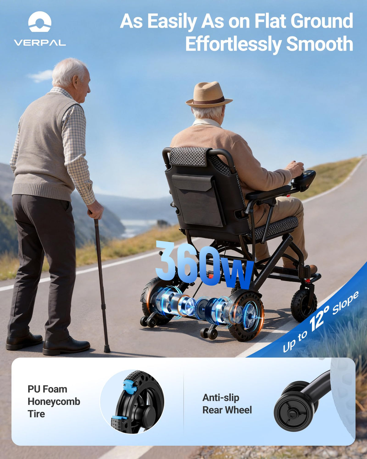32lbs Foldable Electric Wheelchair 360W Dual Motor 220 lbs Capacity R46537